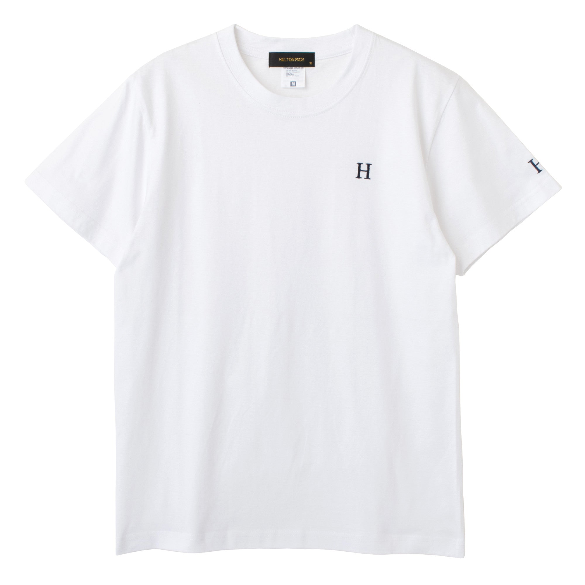 HILLTON RICH(ヒルトンリッチ）メンズ カットソー H刺繍Tシャツ white×navy