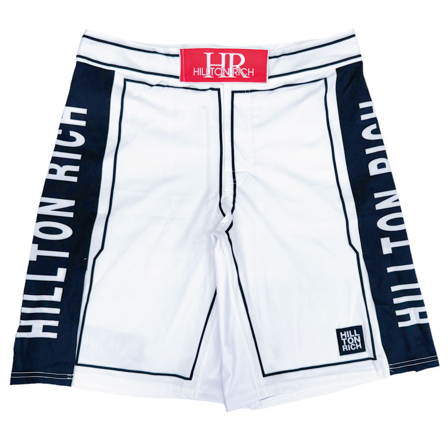 HILLTON RICH ファイトショーツ ベーシックロゴ 白  速乾性 MMAパンツ 格闘技パンツ