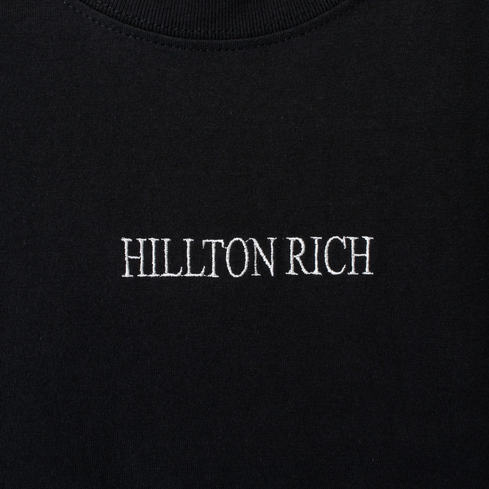 【特価Sサイズのみ】HILLTON RICH(ヒルトンリッチ）メンズ カットソー 小ロゴ刺繍Tシャツ　black×white