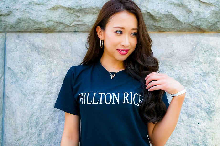 HILLTON RICH(ヒルトンリッチ） NEW BIG LOGO H刺繍 Tシャツ black/黒