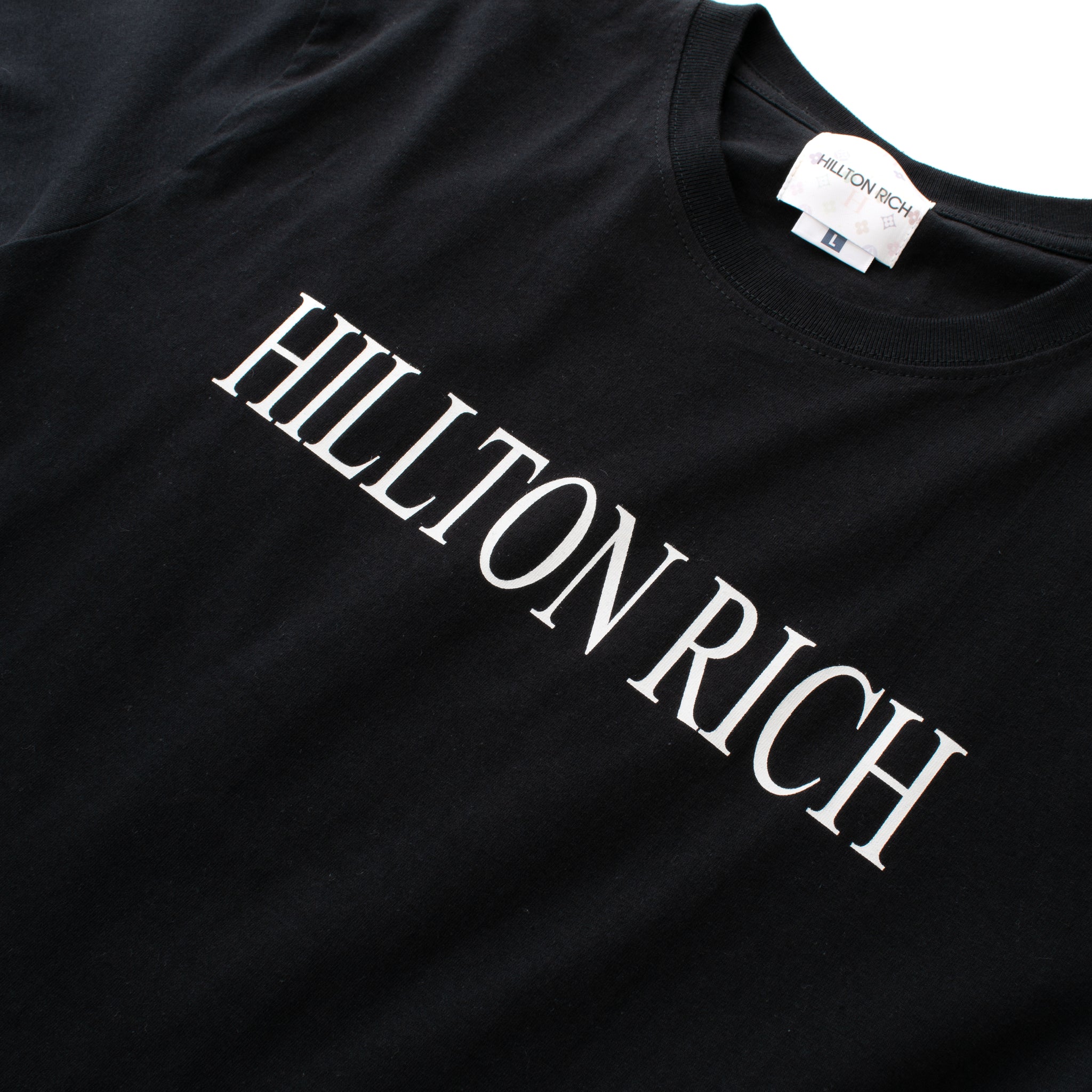 HILLTON RICH(ヒルトンリッチ）  NEW BIG LOGO H刺繍 Tシャツ　black/黒