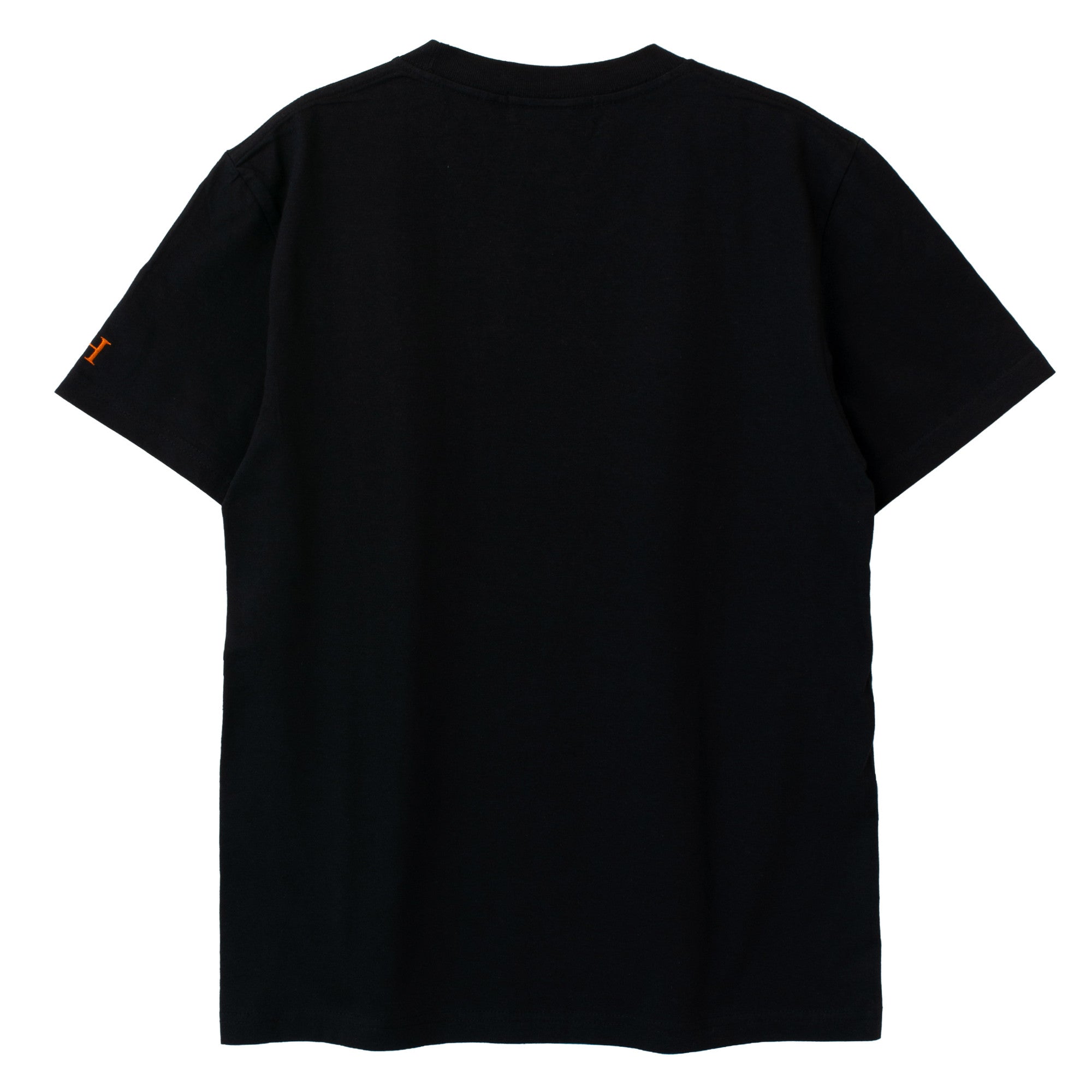 HILLTON RICH(ヒルトンリッチ）メンズ カットソー  H刺繍Tシャツ　black×orange