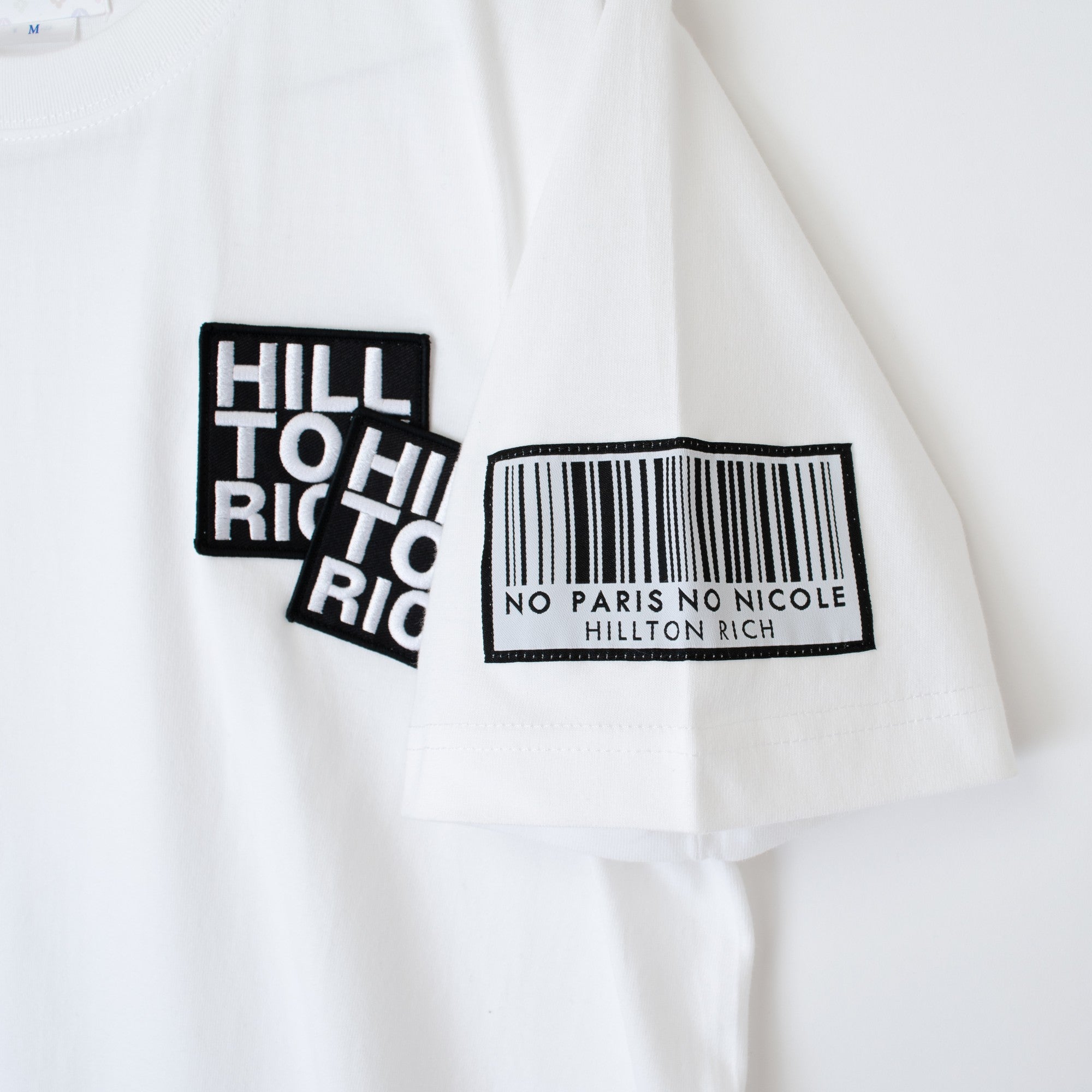 HILLTON RICH(ヒルトンリッチ）メンズ カットソー Wパッチ Tシャツ 白 ヒルトンリッチ