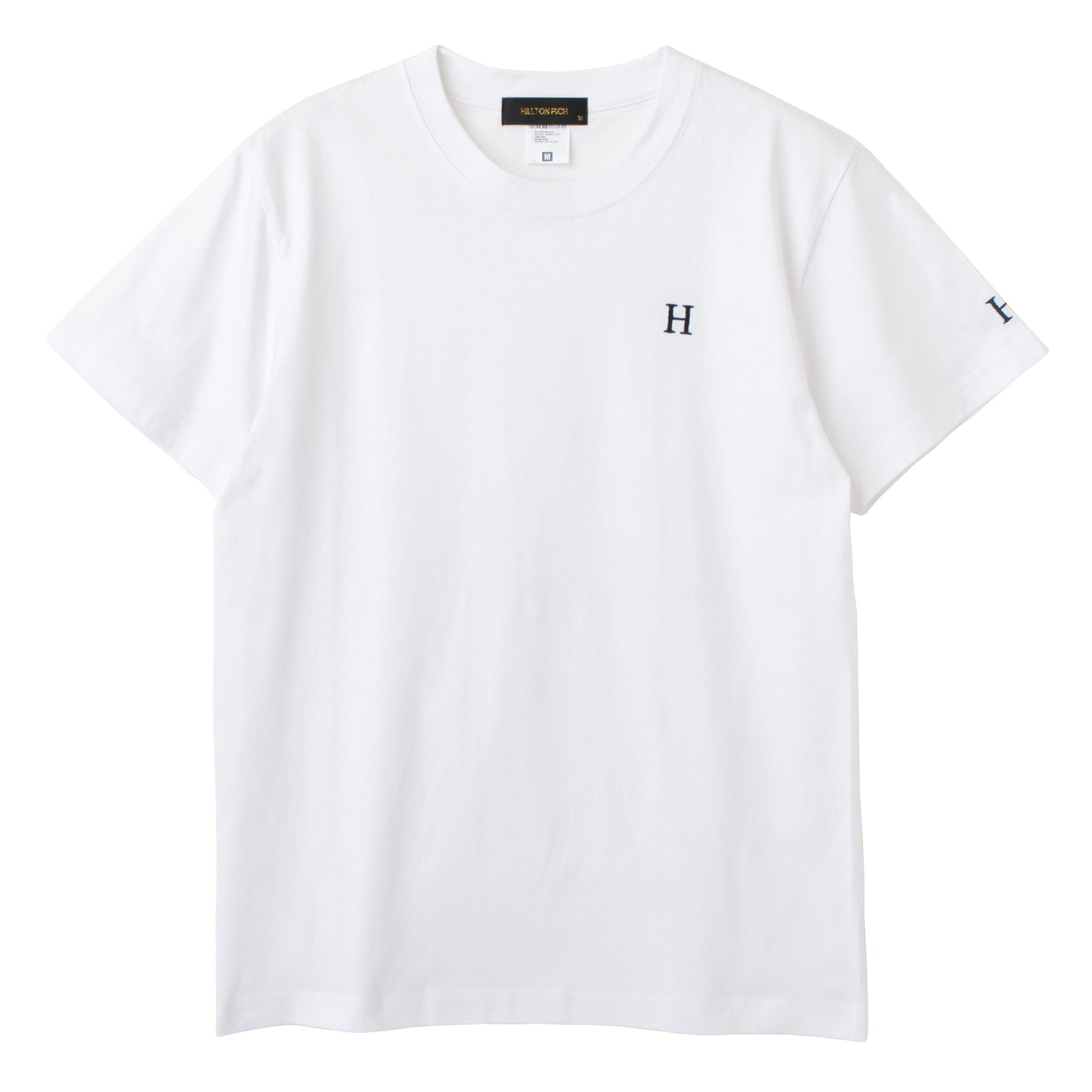 HILLTON RICH(ヒルトンリッチ）メンズ カットソー H刺繍Tシャツ　white×navy
