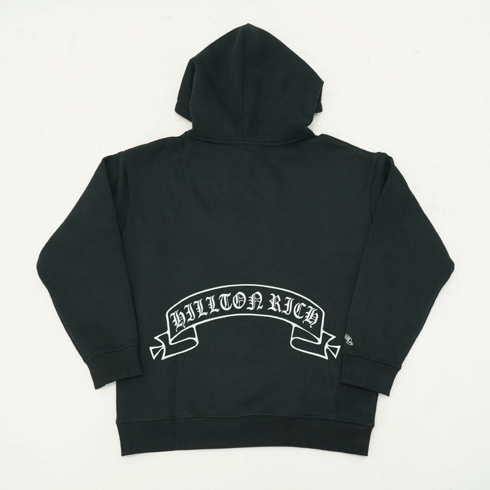 HILLTON RICH REFLECTION FLAGパーカー / ブラック（裏起毛）