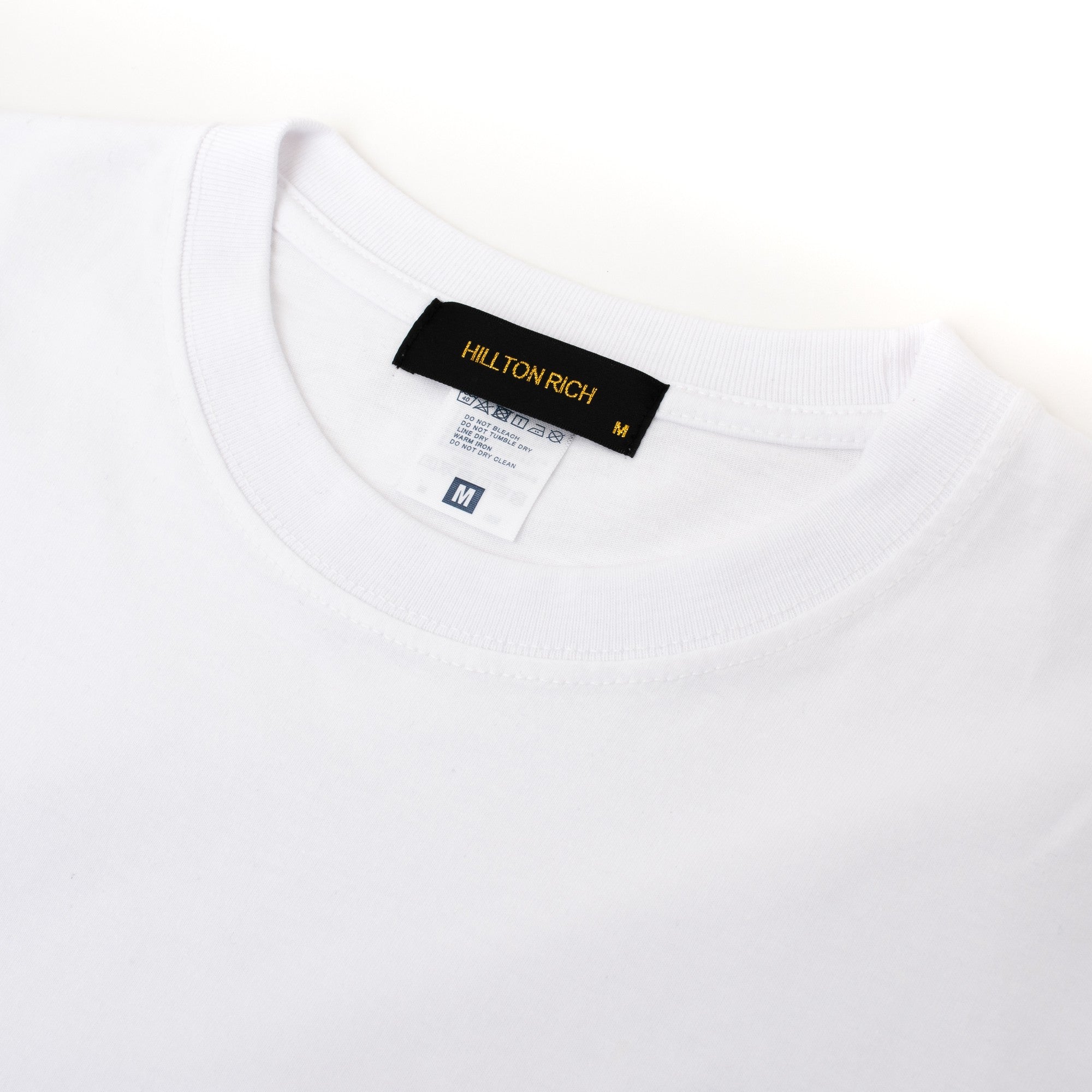 HILLTON RICH(ヒルトンリッチ）メンズ カットソー  H刺繍Tシャツ　white×turquoise