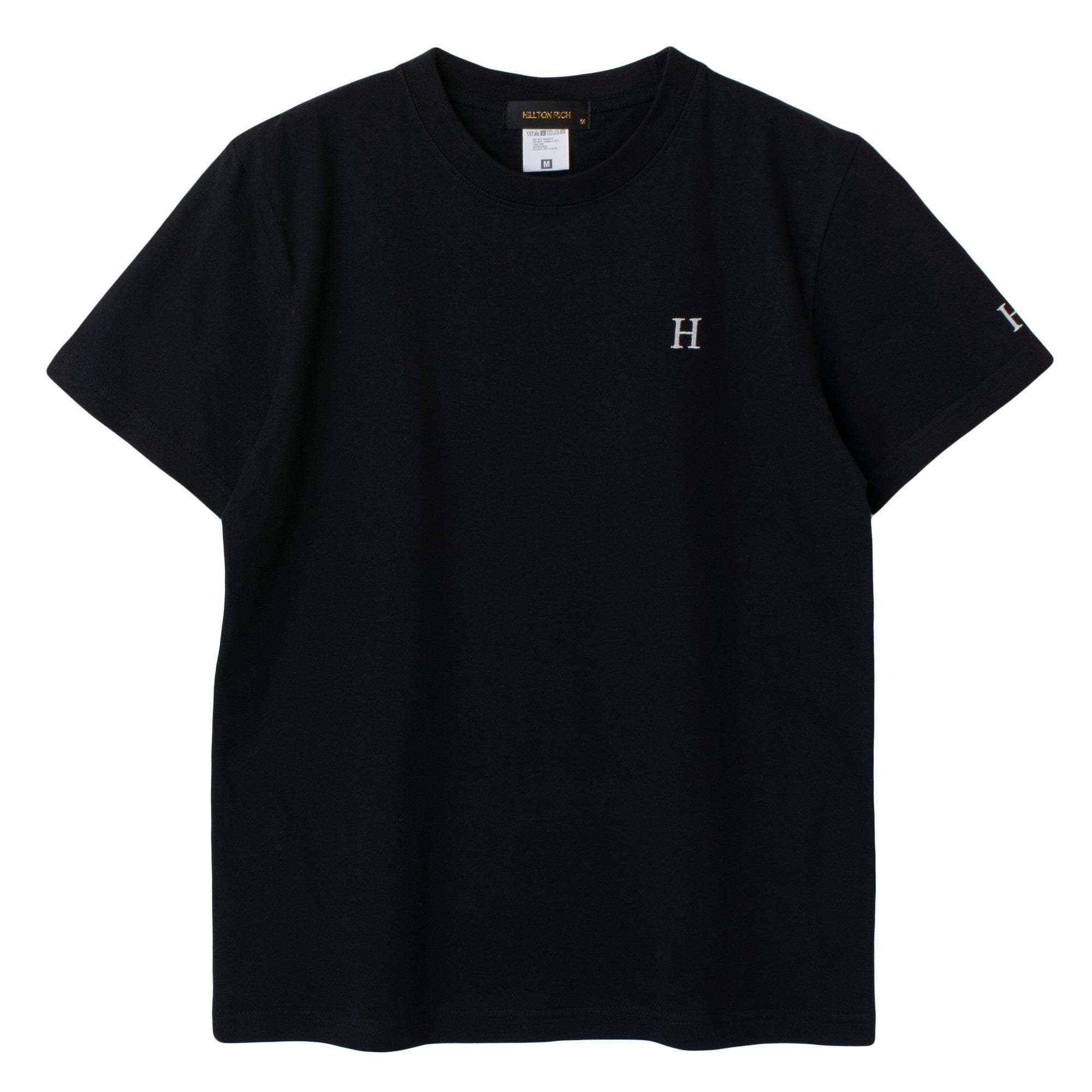 HILLTON RICH(ヒルトンリッチ）メンズ カットソー  H刺繍Tシャツ　black×white